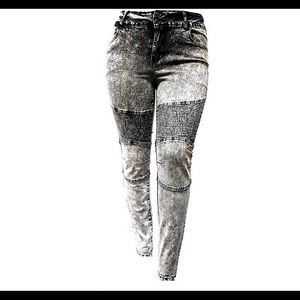 Women’s Plus Size Moto Biker Stretch skinny Denim